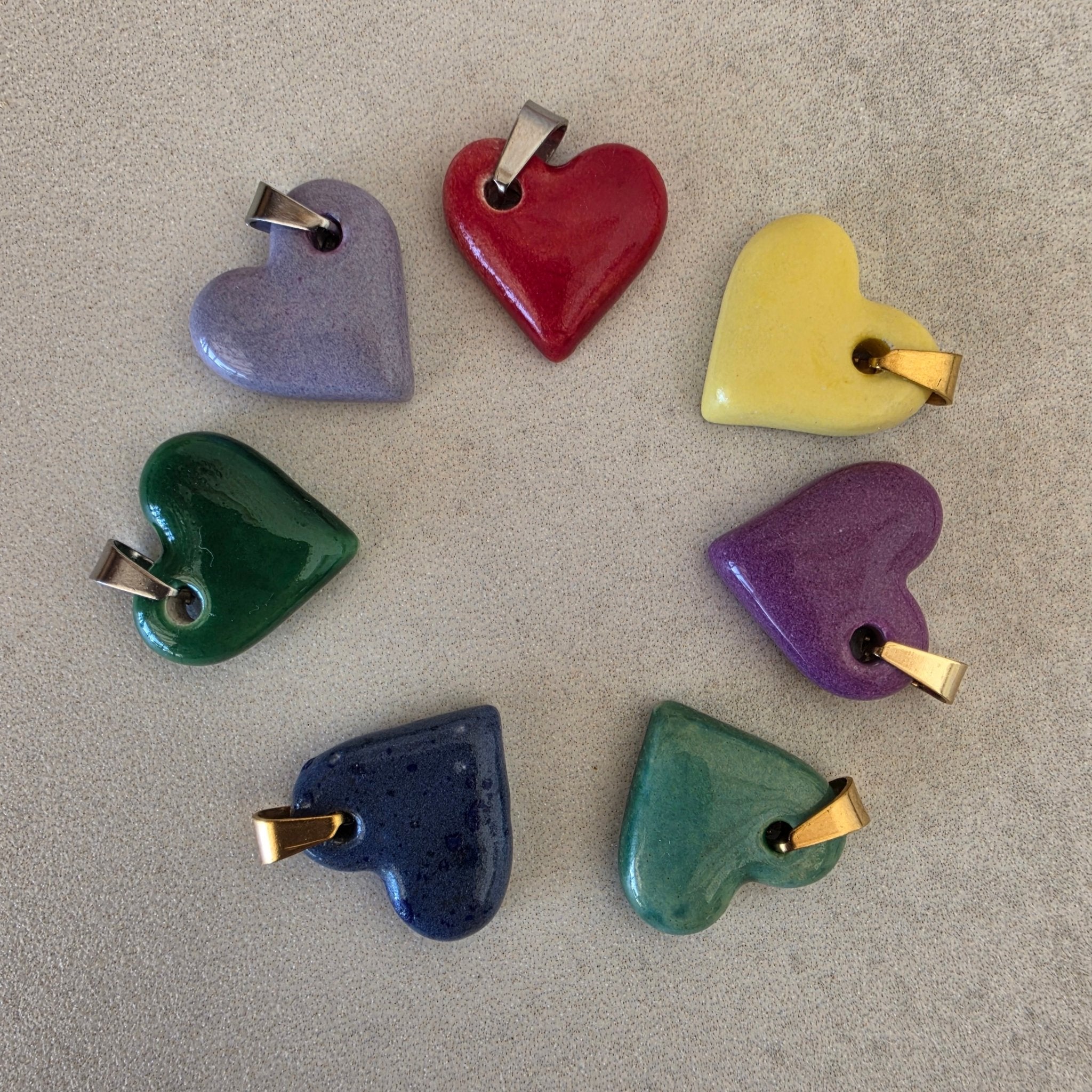 Colgante corazón de cerámica esmaltada - Aiabijoux