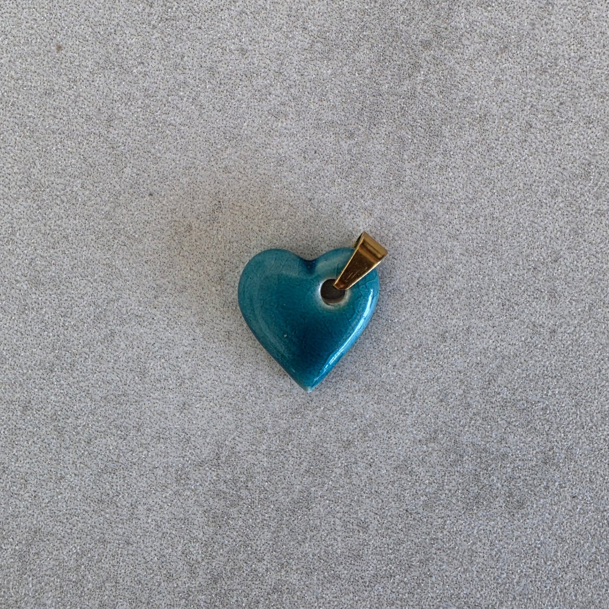 Colgante corazón de cerámica esmaltada turquesa - Aiabijoux