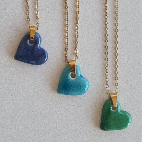 Colgante /Gargantilla Corazón de cerámica esmaltada - Aiabijoux