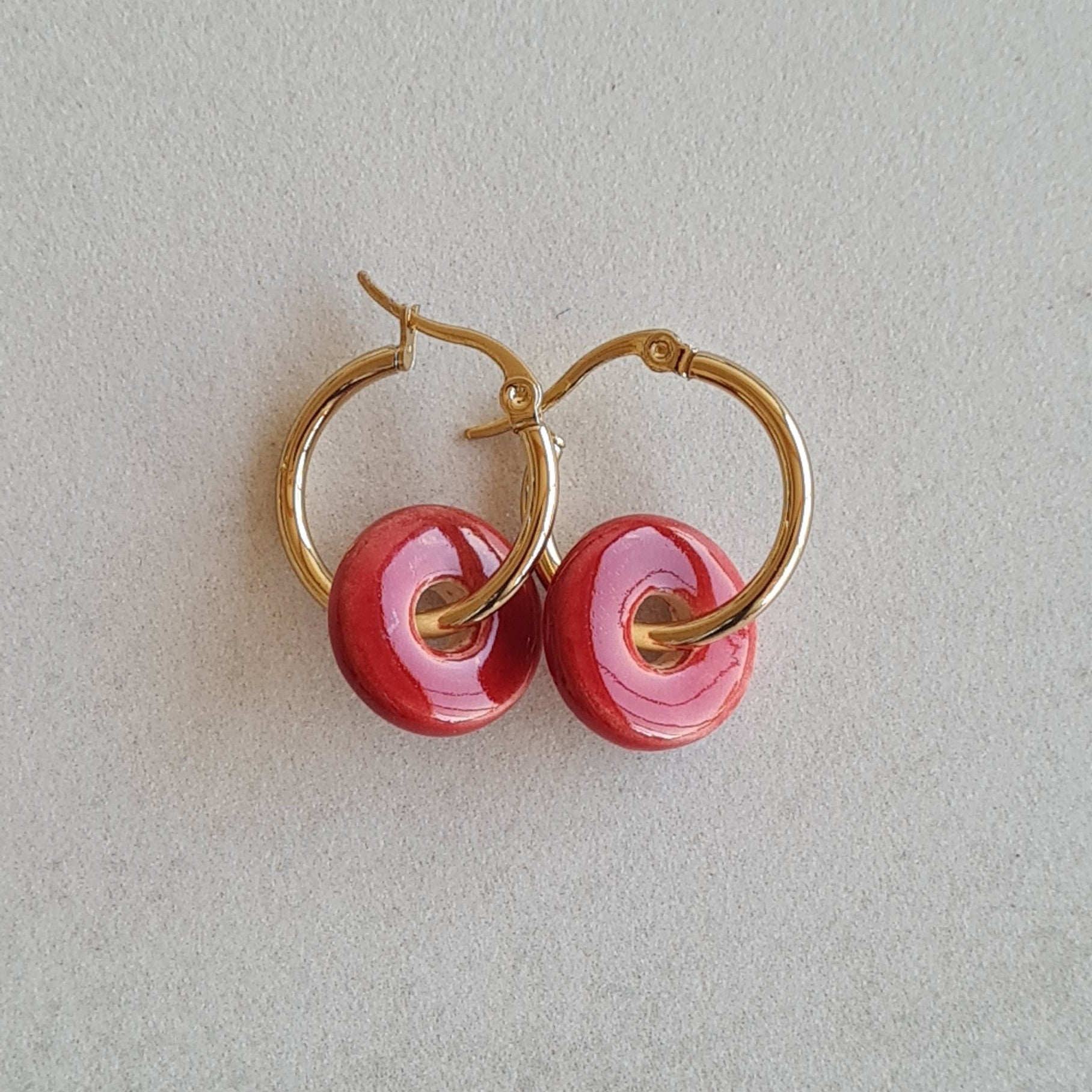 Pendientes aro cerámica esmaltada - Aiabijoux
