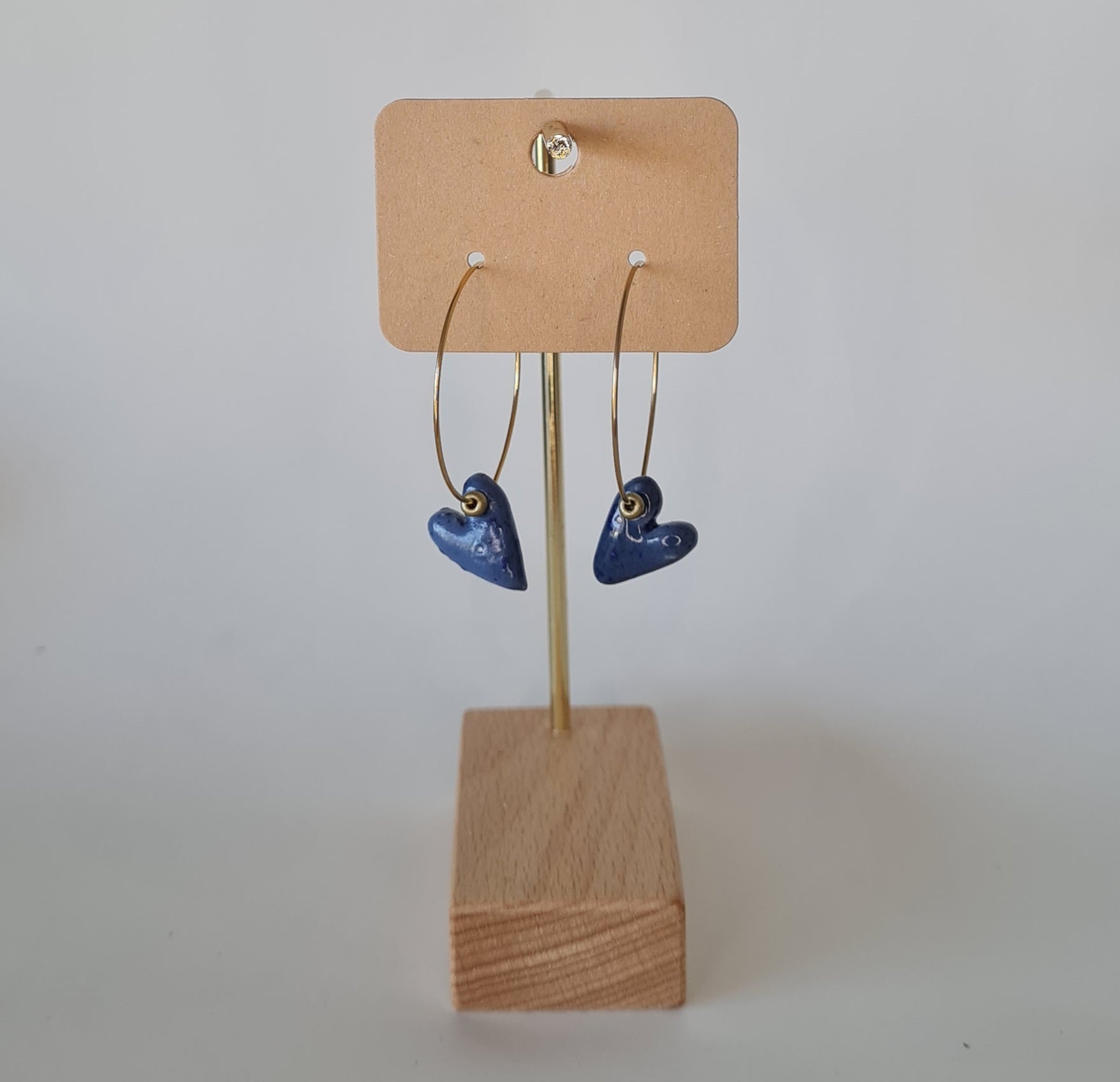 Pendientes de aro fino con corazón de cerámica esmaltada - Aiabijoux