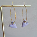 Pendientes de aro fino con corazón de cerámica esmaltada - Aiabijoux