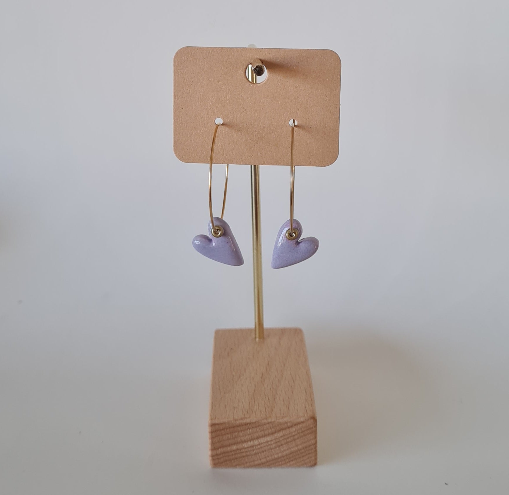 Pendientes de aro fino con corazón de cerámica esmaltada - Aiabijoux