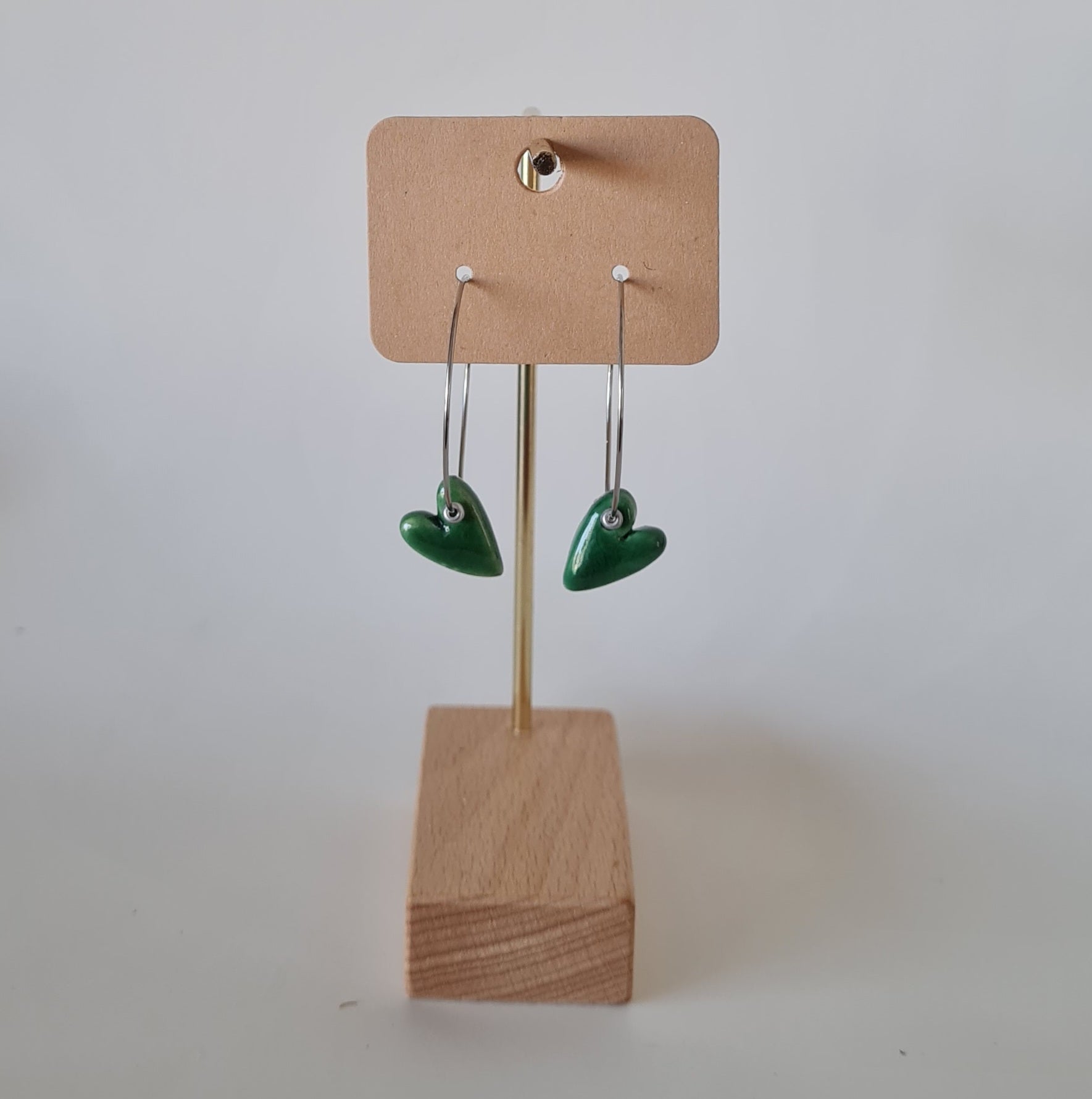 Pendientes de aro fino con corazón de cerámica esmaltada - Aiabijoux