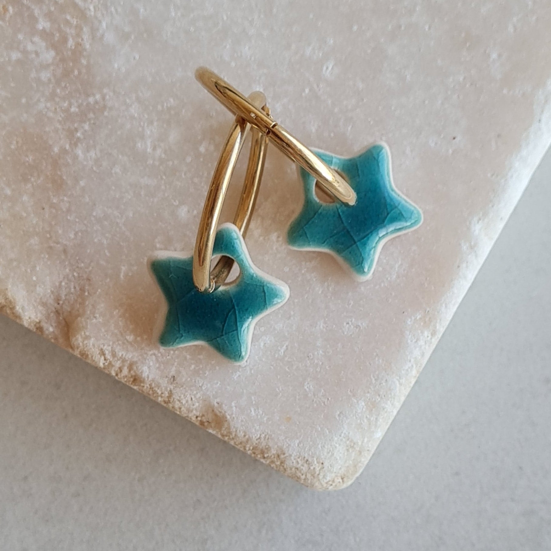 Pendientes estrella bicolor cerámica - Aiabijoux